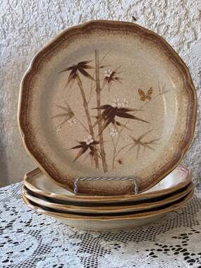Set of 4 Mikasa Whole Wheat Bamboo Grove E8014 Salad Plates